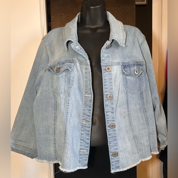 torrid Jackets & Blazers - Torrid Denim Jacket in Soft Blue plus curve